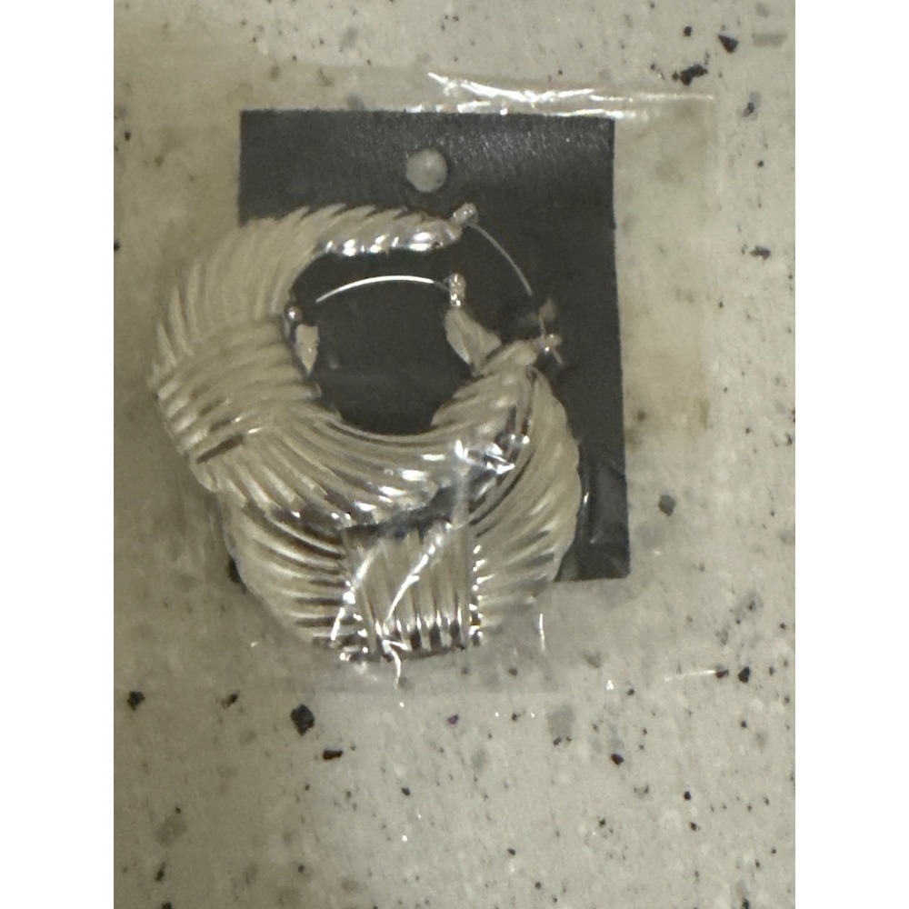 Free People Silver Textured Ribbed Statement Hoop Earrings 42993873 New